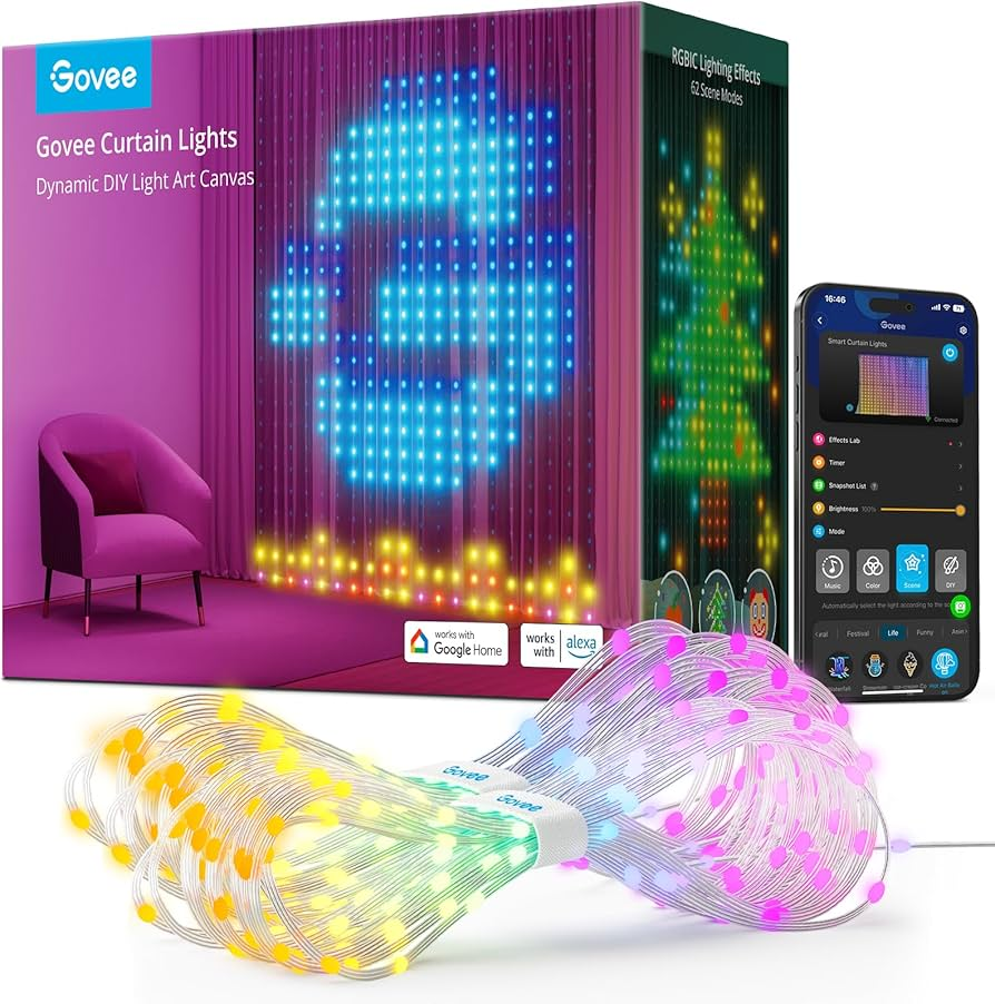 Govee Smart RGBIC Curtain Lights w/App