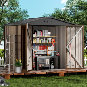 Outdoor 8' Lockable Metal Storage Shed