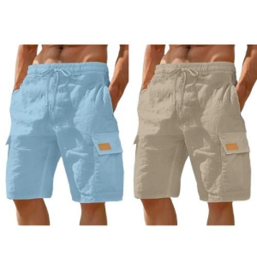 2-Pack Men's Linen Cargo Shorts