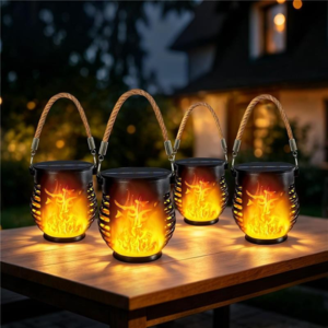 4-Pack Outdoor Flickering Flame Solar Lanterns