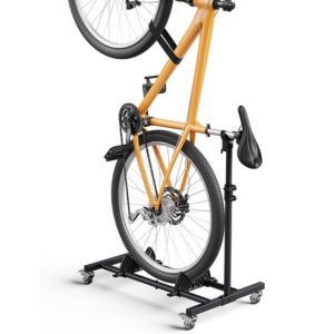 Adjustable Rolling Vertical Bike Stand w/Storage