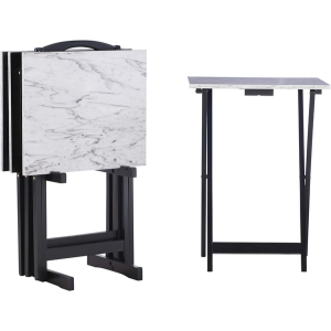 5-Piece Faux Marble TV Tray Set