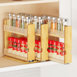 Bamboo Pull Out Spice Rack Organizer