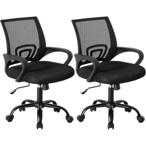 2-Pack Ergonomic Mid Back Swivel Office Desk Chair w/Lumbar Support