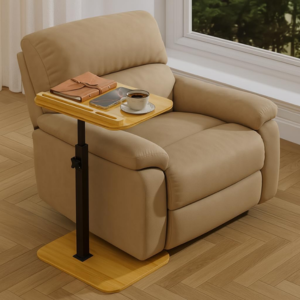 C-Shaped Adjustable Bamboo End Table
