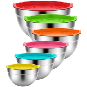 6-Pack Stainless Steel Mixing Bowls w/Lids