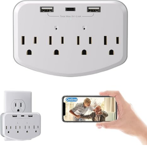 WiFi Wall Outlet HD Spy Camera w/Motion Detection