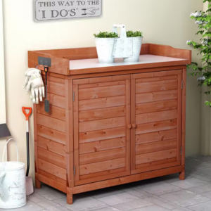 Potting Bench Table & Storage Cabinet