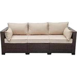 Patio Couch 3-Seat Wicker Sofa