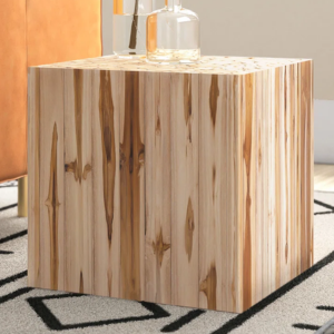 Teak Wood Block-Style End Table