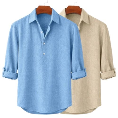 2-Pack Men's Linen Popover Shirts