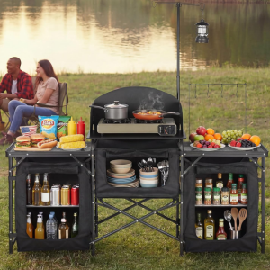 Portable Folding Camping Table w/Storage