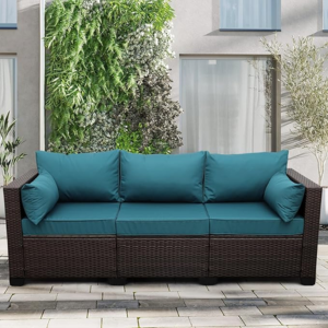 Outdoor 3-Seat Wicker Rattan Sofa