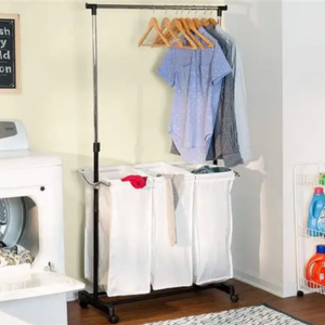 Honey-Can-Do Rolling Laundry Cart w/Hanging Bar