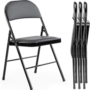 Sweetcrispy 4-Pack Leather Padded Folding Chair