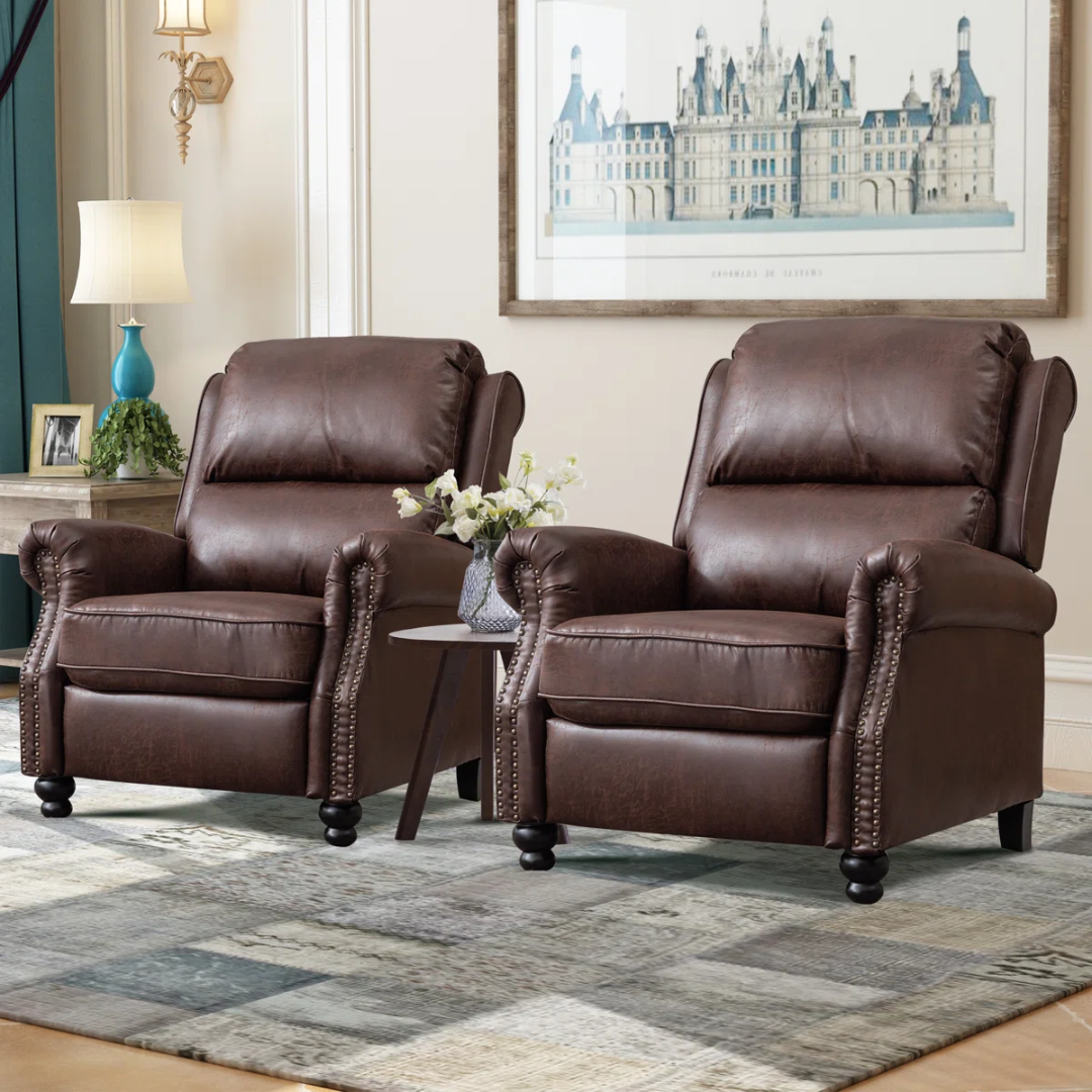 Wide Classic 34.6'' Overstuffed Pushback Recliner