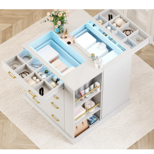 Tempered Glass Top 5-Drawer Dresser w/LED
