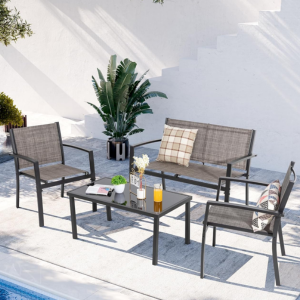 4-Piece Patio Furniture Set w/Glass Table