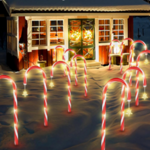 24-Pack Solar Christmas Candy Cane Lights