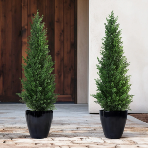 2-Pack 3' Artificial Cedar Topiary Trees